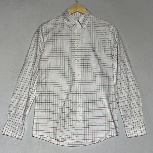 Brooks Brothers Original Polo Shirt Non Iron Stretch Slim Fit Mens Small Check - Picture 1 of 13
